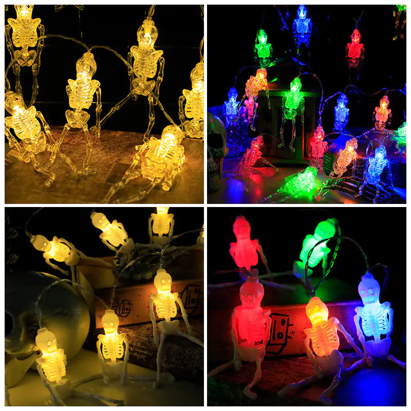 LED Day of the Dead Skull String Lights for Halloween