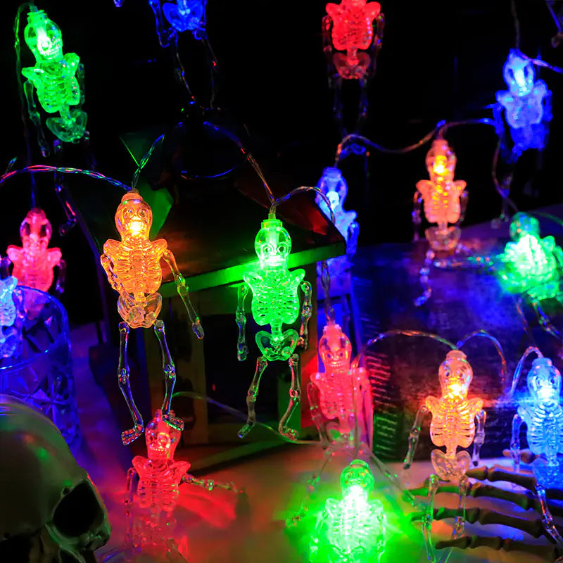 LED Day of the Dead Skull String Lights for Halloween