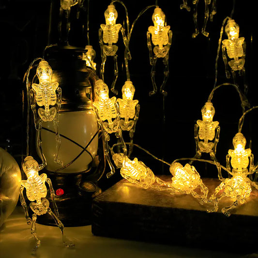 LED Day of the Dead Skull String Lights for Halloween