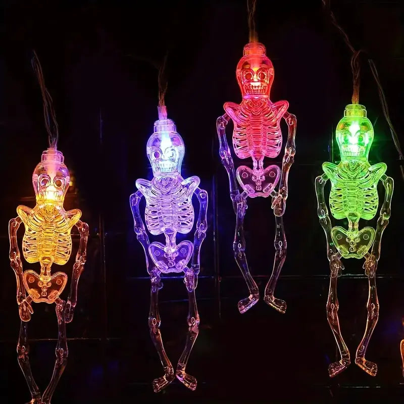 LED Day of the Dead Skull String Lights for Halloween