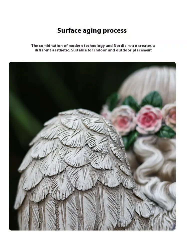 Resin Prayer Angel Solar Energy Outdoor Yard Lamp