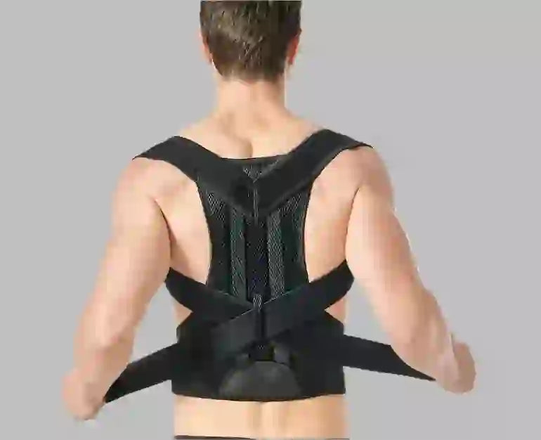 Best Posture Brace for Back Support in black with ergonomic design and adjustable straps, ideal for spine alignment and all-day comfort.
